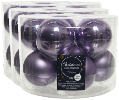 Decoris 40x stuks glazen kerstballen heide lila paars 6 cm mat/glans
