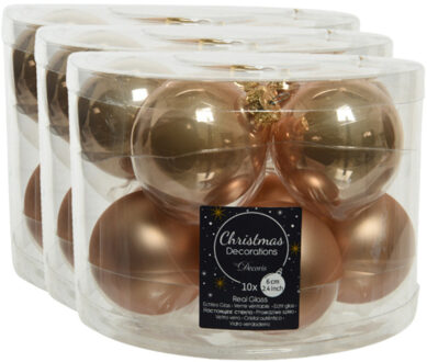 Decoris 40x stuks glazen kerstballen toffee bruin 6 cm mat/glans