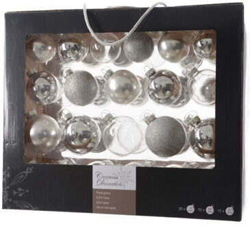 Decoris 42x Glazen kerstballen glans/mat/glitter zilver 5-6-7 cm versiering - Kerstbal Zilverkleurig