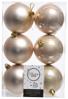 Decoris 42x Licht parel/champagne kunststof kerstballen 8 cm - Mat/glans - Onbreekbare plastic kerstballen - Kerstboomversiering licht parel/champagne