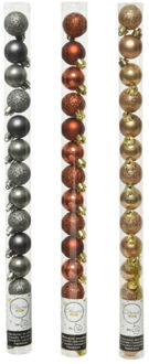 Decoris 42x Stuks kunststof kerstballen mix antraciet grijs/terra bruin/camel bruin 3 cm