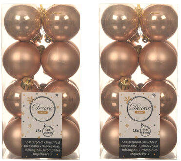 Decoris 48x stuks kunststof kerstballen toffee bruin 4 cm glans/mat