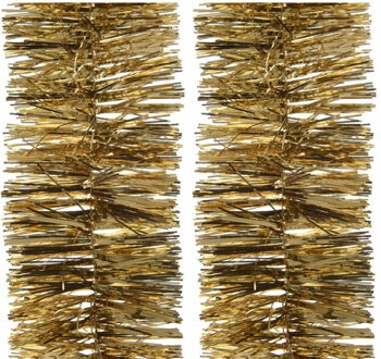 Decoris 4x decoris kerstslinger-guirlande - goud - glanzend lametta - 270cm
