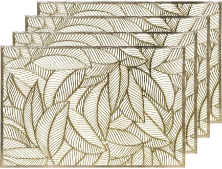 Decoris 4x Gouden bladeren placemats 30 x 45 cm rechthoek
