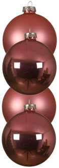 Decoris 4x stuks glazen kerstballen lippenstift roze 10 cm mat/glans