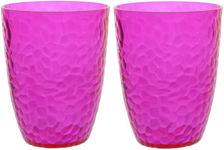Decoris 4x stuks kunststof bekers roze 20 cl
