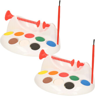 Decoris 4x stuks paaseieren schilder set houder met verf en kwastjes - Pasen verfmolens