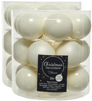 Decoris 54x stuks kleine glazen kerstballen wol wit 4 cm mat/glans
