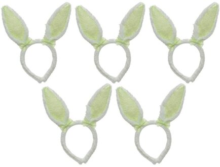 Decoris 5x Wit/groene konijn/haas oren verkleed diademen kids/volwassen