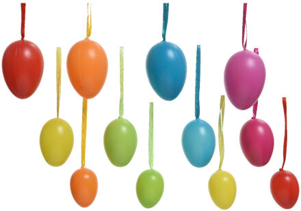Decoris 60x Gekleurde plastic/kunststof eieren/Paaseieren 6 cm