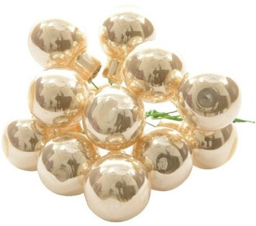 Decoris 60x Parel mini kerstballen kerststukje stekers 2 cm glans