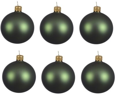 Decoris 6x Donkergroene glazen kerstballen 6 cm mat