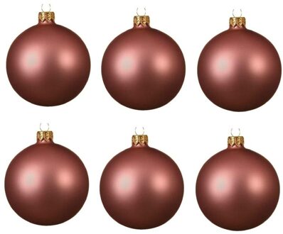 Decoris 6x Glazen kerstballen mat oud roze 6 cm kerstboom versiering/decoratie - Kerstbal