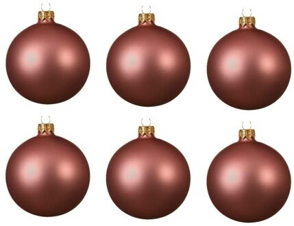 Decoris 6x Glazen kerstballen mat oud roze 8 cm kerstboom versiering/decoratie - Kerstbal