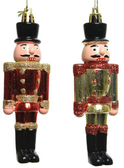 Decoris 6x Kerstboomhangers notenkrakers poppetjes/soldaten rood 9 cm