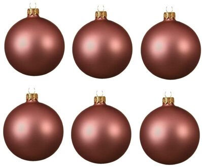 Decoris 6x Oud roze glazen kerstballen 6 cm mat