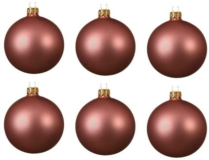 Decoris 6x Oud roze glazen kerstballen 8 cm mat