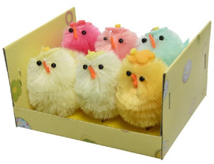 Decoris 6x stuks gekleurde paaskuikentjes 4 cm