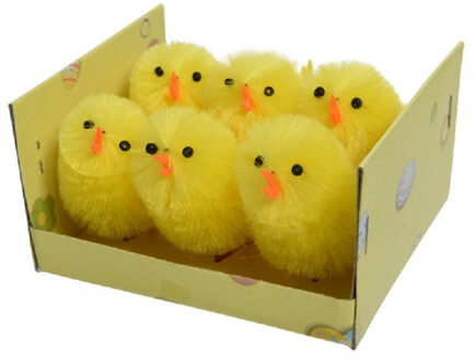 Decoris 6x stuks gele paaskuikentjes 4 cm