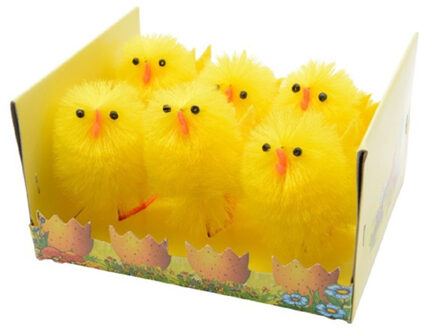 Decoris 6x stuks gele paaskuikentjes 6,5 cm