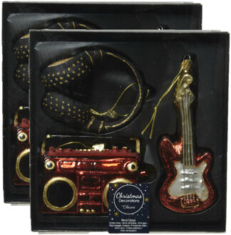 Decoris 6x stuks glazen kersthangers muziek instrumenten kerstornamenten