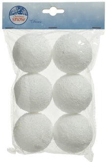 Decoris 6x Witte sneeuwballen/sneeuwbollen 6 cm - Decoratiesneeuw