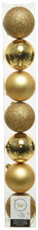 Decoris 7x stuks kunststof kerstballen goud 8 cm glans/mat/glitter - Kerstbal Goudkleurig