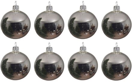 Decoris 8x Glazen kerstballen glans zilver 10 cm kerstboom versiering/decoratie - Kerstbal Zilverkleurig