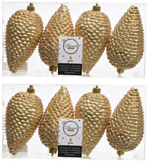 Decoris 8x Gouden dennenappels kerstballen 12 cm kunststof glitter