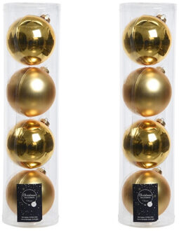 Decoris 8x Gouden glazen kerstballen 10 cm glans en mat - Kerstbal Goudkleurig