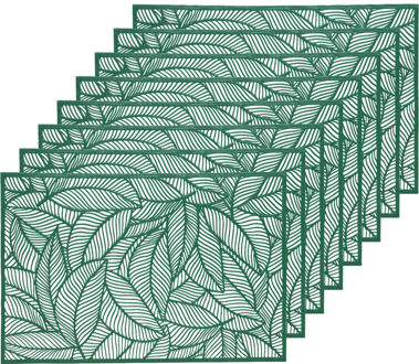 Decoris 8x Groene bladeren placemats 30 x 45 cm rechthoek