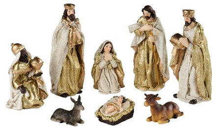 Decoris 8x Kerststal kerstfiguren beelden 12 cm - Kerststallen Multikleur