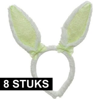 Decoris 8x Wit/groene konijn/haas oren verkleed diademen kids/volwassen