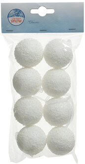 Decoris 8x Witte sneeuwballen/sneeuwbollen 4 cm - Decoratiesneeuw