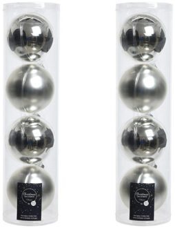 Decoris 8x Zilveren glazen kerstballen 10 cm glans en mat - Kerstbal Zilverkleurig