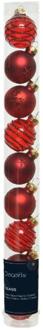 Decoris 9 Glazen kerstballen 3 cm mix kerstrood ossenbloed