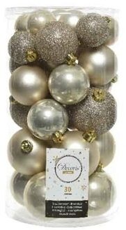 Decoris 90x Licht parel/champagne kerstballen 4 - 5 - 6 cm kunststof mat