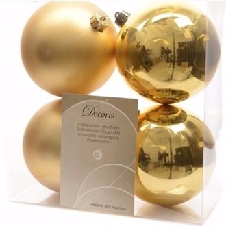 Decoris Ambiance Christmas kerstboom decoratie kerstballen 10 cm goud 4 stuks - Kerstbal Goudkleurig