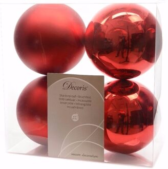 Decoris Ambiance Christmas kerstboom decoratie kerstballen rood 4 x