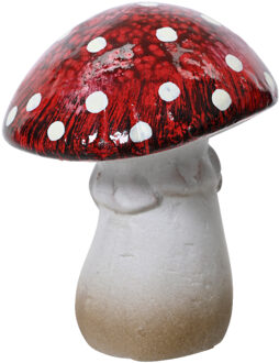 Decoris Beeld Paddenstoel terracotta H8,4cm rood