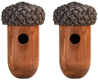 Decoris Best for Birds Vogelhuisje eikel - Set van 2x stuks - 25 cm - nestkastje voor kleine tuinvogeltjes