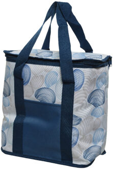 Decoris Blauwe koeltassen met schelpen print/opdruk 34 cm