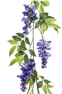 Decoris Blauwe regen/wisteria - kunsttak - kunstplanten - slinger 150 cm - Kunstplanten/kunsttakken