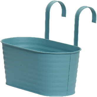 Decoris Bloembak ophangbaar - zink - 32 x 16 cm - blauw