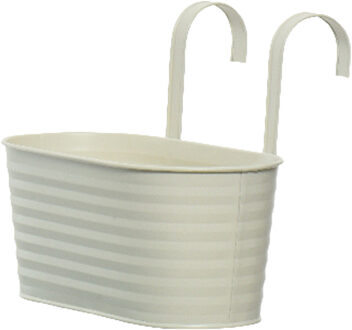 Decoris Bloembak ophangbaar - zink - 32 x 16 cm - wit - Plantenpotten