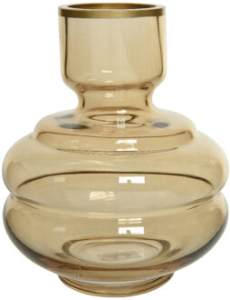 Decoris Bloemen vaas amber transparant/goud van glas 18 cm hoog diameter 15 cm