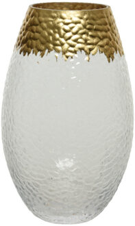 Decoris Bloemen vaas transparant/goud van glas 20 cm hoog diameter 12 cm