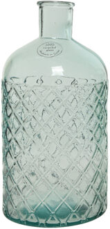 Decoris bloemenvaas Arabel - gerecycled glas - D14 x H28 cm - transparant glas - fles vaas - Vazen