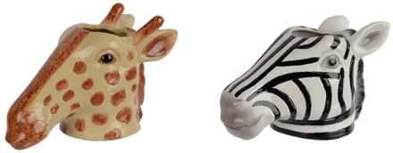 Decoris Bloempot Giraf of Zebra 8,5x16,5x11cm verschillende
