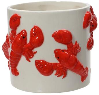 Decoris Bloempot Kreeft dolomiet Ø13xH14,5cm crème